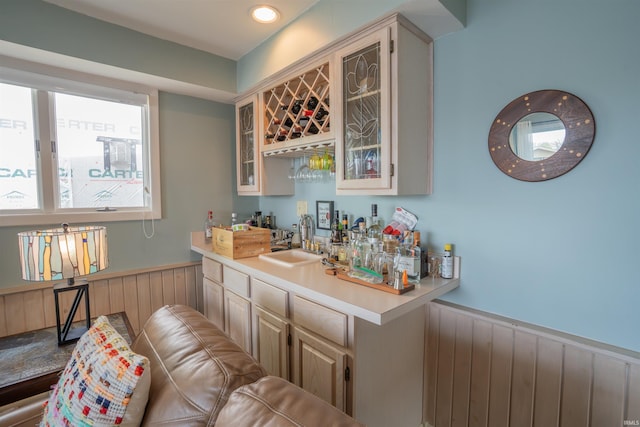 5002 E Oriole Dr, Monticello, IN 47960 - indoor bar with a wainscoted wall and wood walls