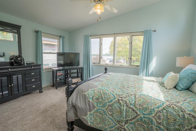 5002 E Oriole Dr, Monticello, IN 47960 - bedroom with vaulted ceiling, carpet flooring, baseboards, and ceiling fan