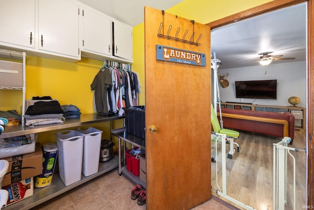 storage with a ceiling fan