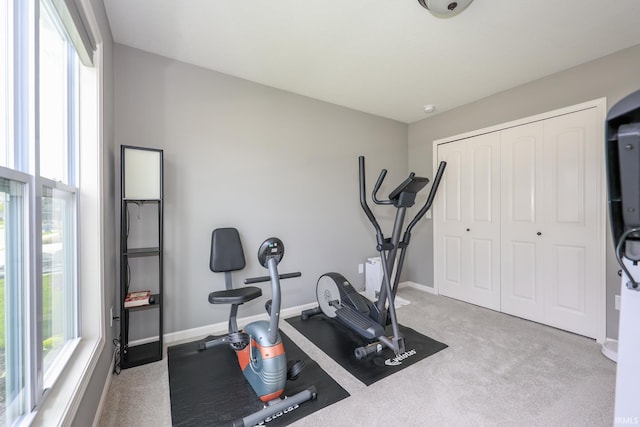 13865 Escondida Cv, Fort Wayne, IN 46845 - workout area with plenty of natural light, carpet floors, and baseboards