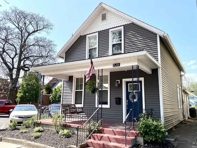 view of front of home featuring covered porch