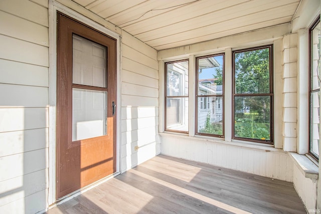 view of unfurnished sunroom