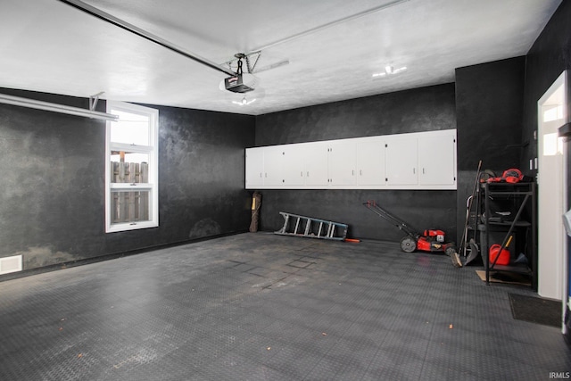 garage with a garage door opener