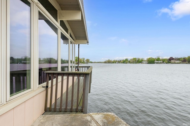 dock area with a water view