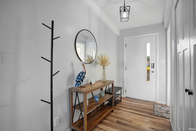 foyer with light wood-type flooring