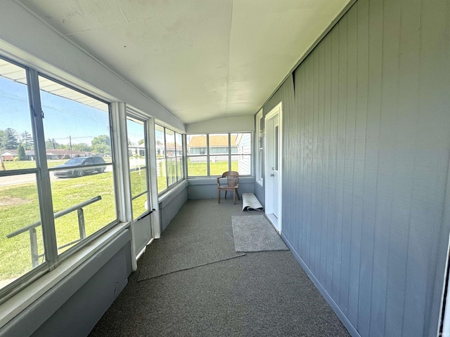 410 NW I St, Linton, IN 47441 - unfurnished sunroom featuring vaulted ceiling