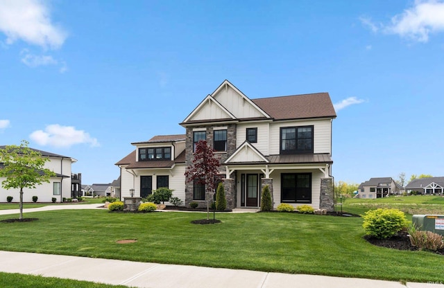 18015 Tullymore Ln, Leo, IN 46765 - craftsman-style home featuring stone siding, board and batten siding, and a front yard