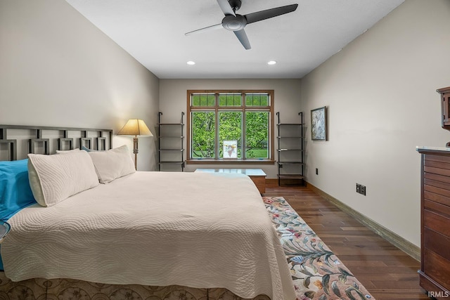 3622 Glenridge Ln, West Lafayette, IN 47906 - bedroom with baseboards, recessed lighting, wood finished floors, and ceiling fan