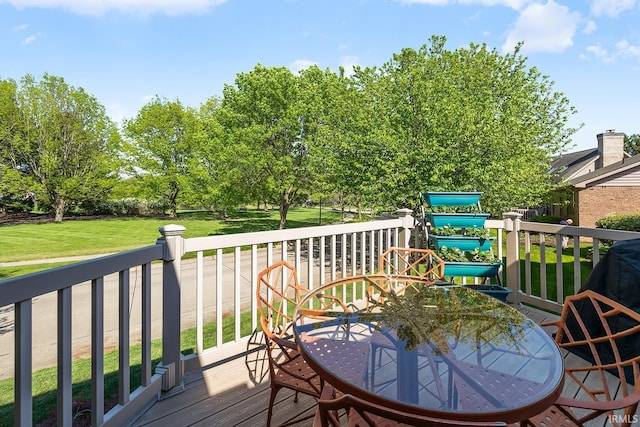 3622 Glenridge Ln, West Lafayette, IN 47906 - wooden terrace with a yard and outdoor dining area