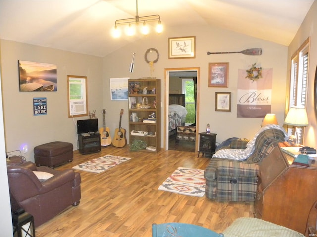 5161 Orange Grove Rd, Gosport, IN 47433 - living area featuring vaulted ceiling and wood finished floors