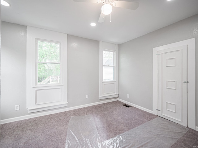 630 E Water St, Mount Vernon, IN 47620 - carpeted empty room with ceiling fan, recessed lighting, and baseboards