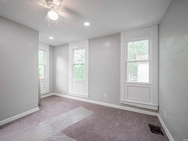 630 E Water St, Mount Vernon, IN 47620 - carpeted spare room with baseboards, recessed lighting, and ceiling fan