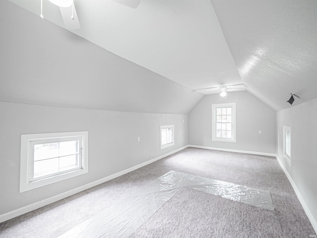 630 E Water St, Mount Vernon, IN 47620 - bonus room featuring a ceiling fan, carpet floors, vaulted ceiling, and baseboards