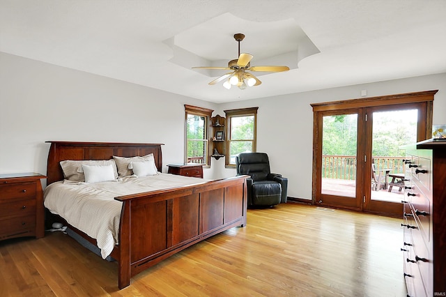 5571 Poff Rd, Martinsville, IN 46151 - bedroom featuring access to exterior, light wood-type flooring, and ceiling fan