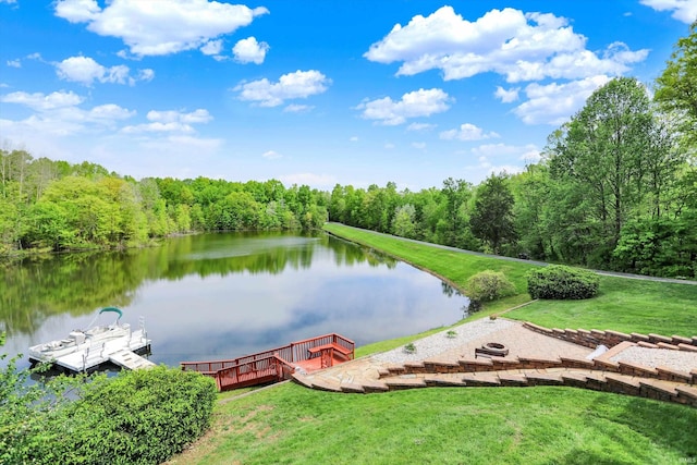 5571 Poff Rd, Martinsville, IN 46151 - water view with a forest and a floating dock