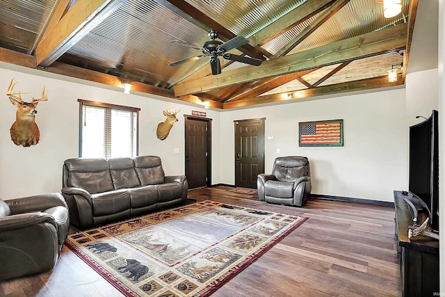 5571 Poff Rd, Martinsville, IN 46151 - living area featuring a ceiling fan, wood finished floors, and baseboards