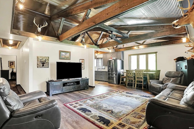 5571 Poff Rd, Martinsville, IN 46151 - living room featuring a ceiling fan and wood finished floors