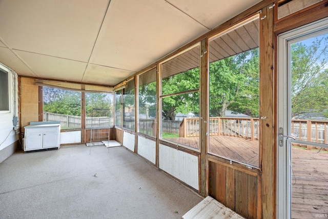 view of unfurnished sunroom
