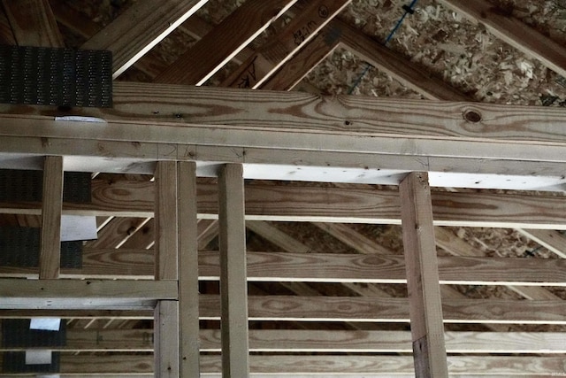 view of unfinished attic