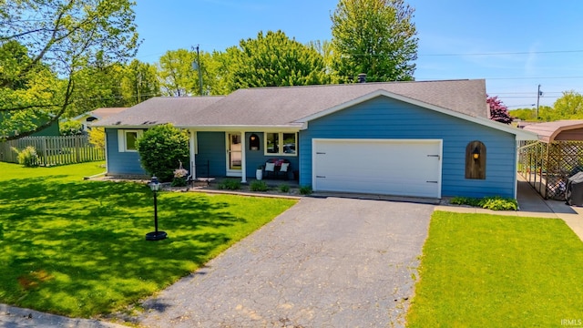1918 Mckibben St, Wabash, IN 46992 - ranch-style home featuring a garage, driveway, a shingled roof, and covered porch