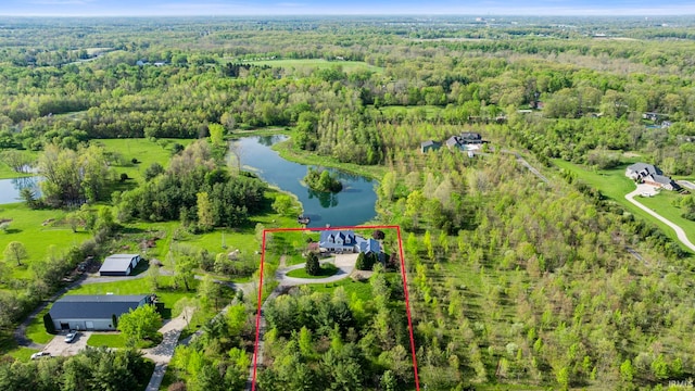 5006 Vandolah Rd, Leo, IN 46765 - view of property location with a large body of water, a heavily wooded area, and property parcel outlined