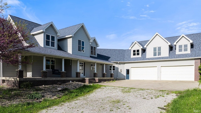 5006 Vandolah Rd, Leo, IN 46765 - view of front facade with driveway, covered porch, a garage, and roof with shingles