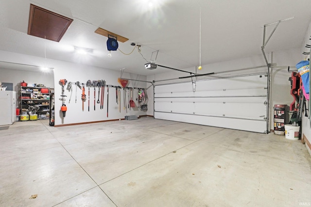 garage with a garage door opener