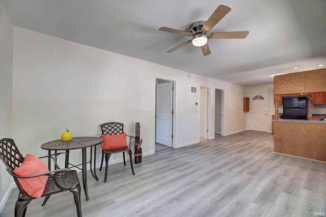 4184 Walker Ln, Unionville, IN 47468 - sitting room with baseboards, a ceiling fan, light wood finished floors, and recessed lighting