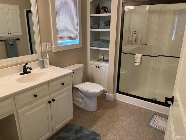 6425 E Wellston Dr, Bloomington, IN 47408 - bathroom with a stall shower, toilet, and vanity