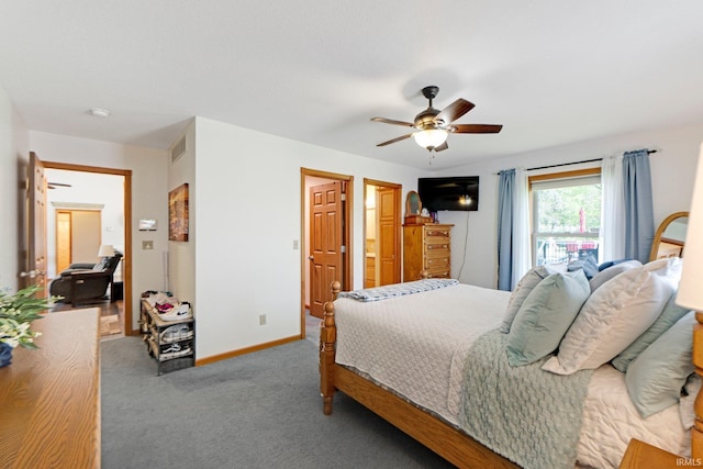706 Taylor Ln, Albion, IN 46701 - bedroom with carpet, a ceiling fan, and baseboards
