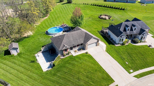 706 Taylor Ln, Albion, IN 46701 - view from above of property featuring a pool