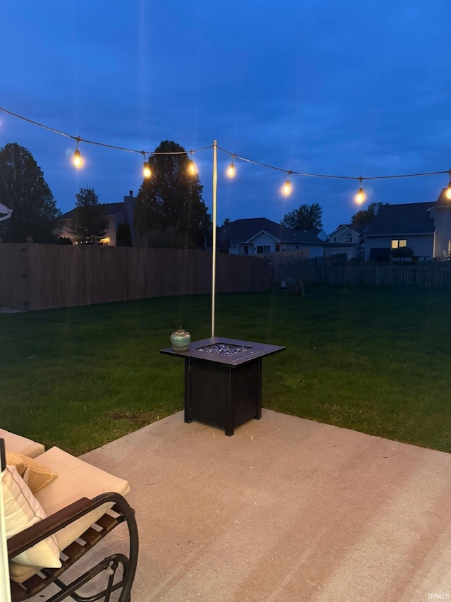 view of patio featuring a fire pit