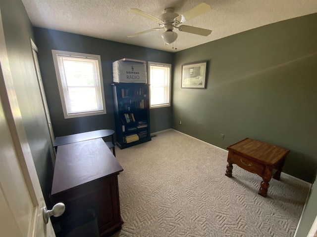 1108 Silver Springs Ct, Fort Wayne, IN 46825 - carpeted office with ceiling fan, a textured ceiling, and baseboards