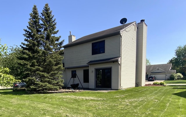 1108 Silver Springs Ct, Fort Wayne, IN 46825 - view of front facade featuring a chimney and a front lawn
