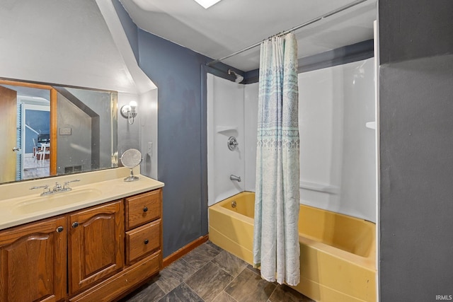 47 E Center St, Williamsport, IN 47993 - full bath with shower / bath combo, vanity, and baseboards