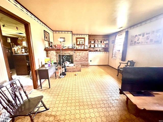 2796 Alexandria Ct, Lafayette, IN 47909 - living area with a brick fireplace