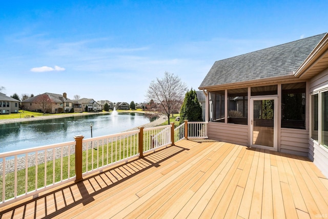 51025 Bellcrest Cir, Granger, IN 46530 - wooden deck featuring a water view and a sunroom