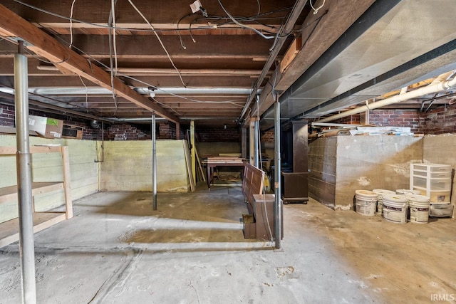 view of unfinished basement