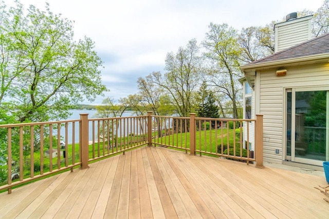 20 Lane 650c Snow Lk, Fremont, IN 46737 - wooden terrace with a water view and a lawn