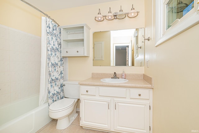 5002 Buffalo Ct, Fort Wayne, IN 46804 - bathroom featuring toilet, tile patterned flooring, vanity, and shower / bath combo