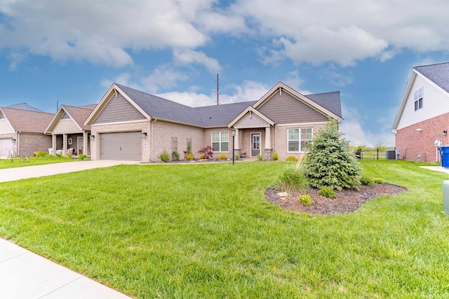 5512 Abbe Wood Dr, Newburgh, IN 47630 - craftsman house with central air condition unit, driveway, and an attached garage