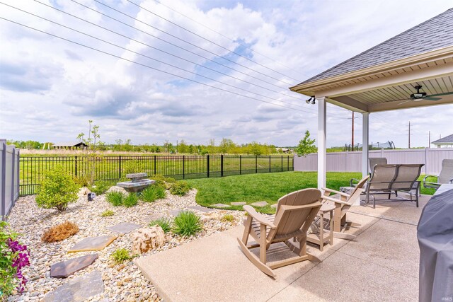 5512 Abbe Wood Dr, Newburgh, IN 47630 - view of patio / terrace with a ceiling fan and outdoor dining area
