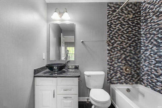 2378 The Springs Dr, Indianapolis, IN 46260 - full bath with toilet, vanity, baseboards, and shower / bath combination
