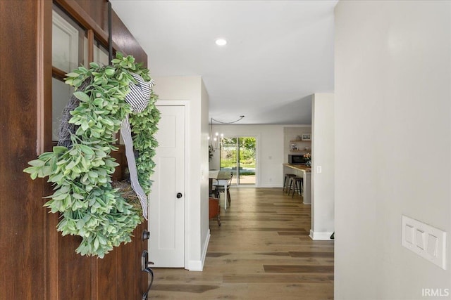 736 Paradise Ave, Lafayette, IN 47905 - corridor with wood finished floors, baseboards, and recessed lighting