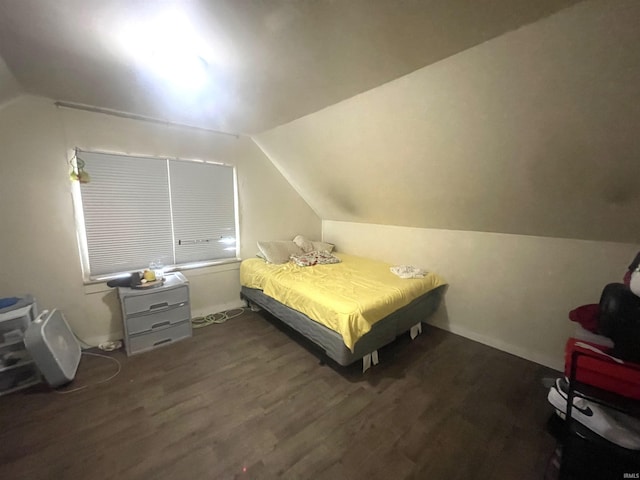 215 Wheatland Avenue St, Logansport, IN 46947 - bedroom with vaulted ceiling, dark wood finished floors, and baseboards