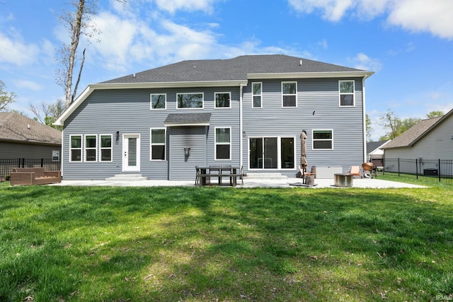 back of property featuring entry steps, a patio, and central AC unit