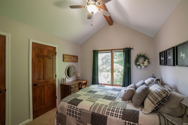 bedroom featuring light carpet and a ceiling fan