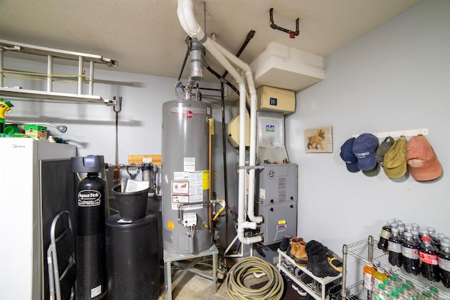 utility room with water heater