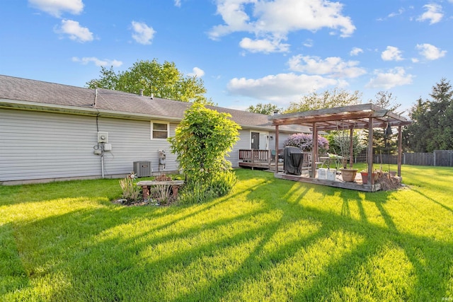 2704 President Ln, Kokomo, IN 46902 - back of house featuring a pergola, a patio area, a wooden deck, and central AC unit