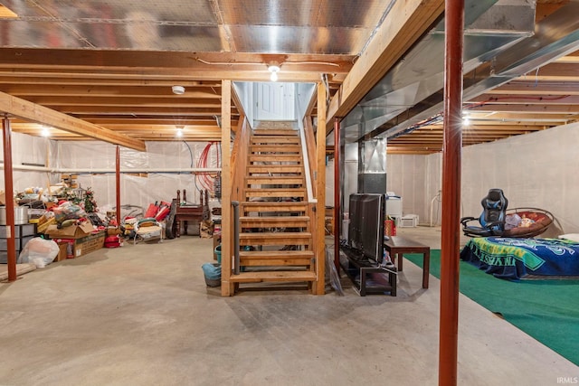 1927 Lighthouse Ln, Goshen, IN 46526 - unfinished basement with heating unit and stairs
